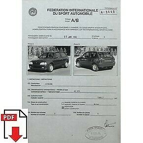 Fiche d'homologation FIA 1992 Citroen AX GTI PDF à télécharger